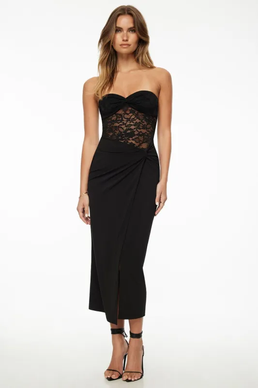 Mixed Media Lace Maxi Dress sold by Dynamite