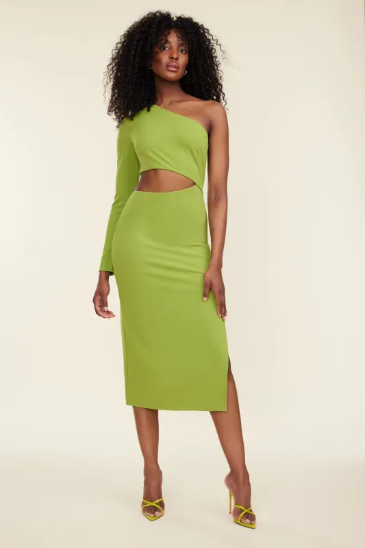 One Shoulder Cut Out Midi Dress sold by Dynamite