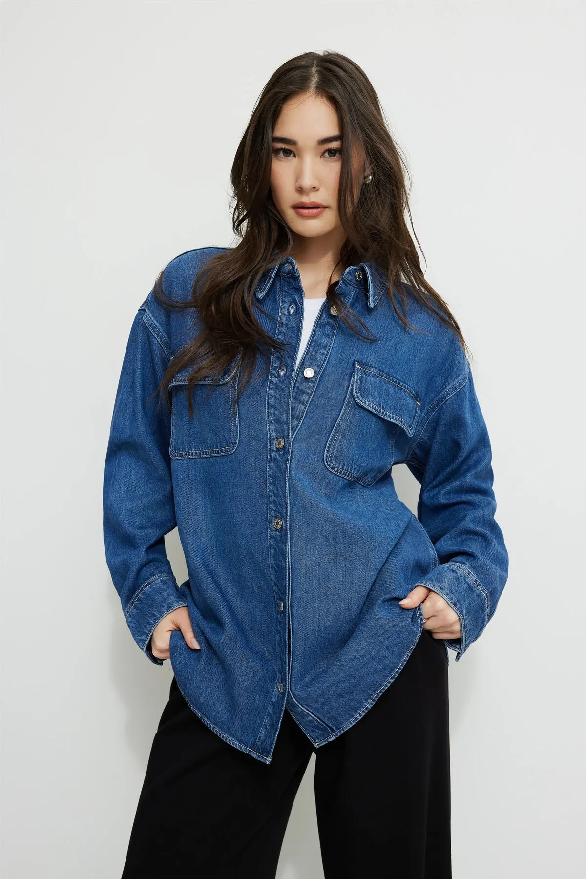 Oversized Tencel Denim Shirt sold by Dynamite