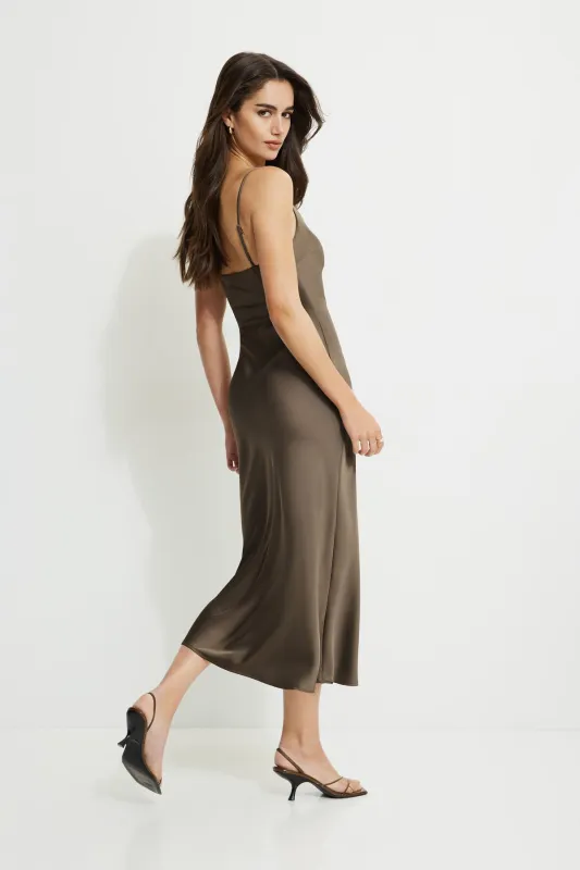 Aimee Satin Maxi Slip Dress sold by Dynamite