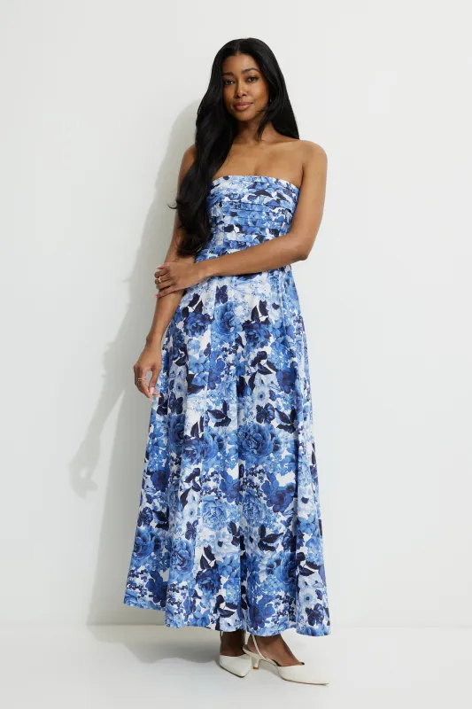 Pintuck Poplin Maxi Tube Dress sold by Dynamite