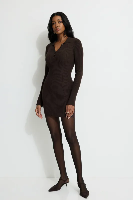 Ribbed Mini Sweater Polo Dress sold by Dynamite