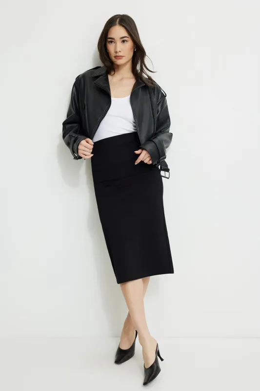 Ponte Midi Skirt sold by Dynamite