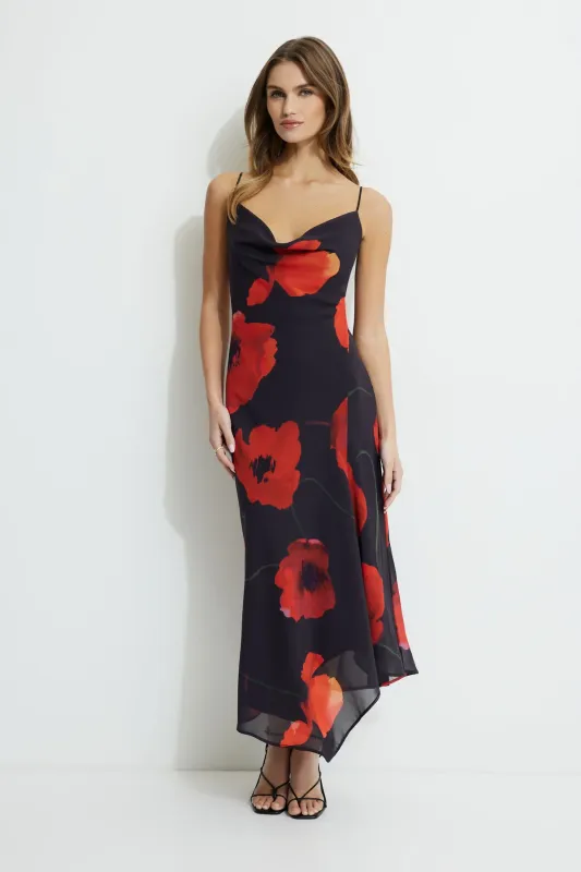 Celeste Asymmetric Maxi Slip Dress sold by Dynamite