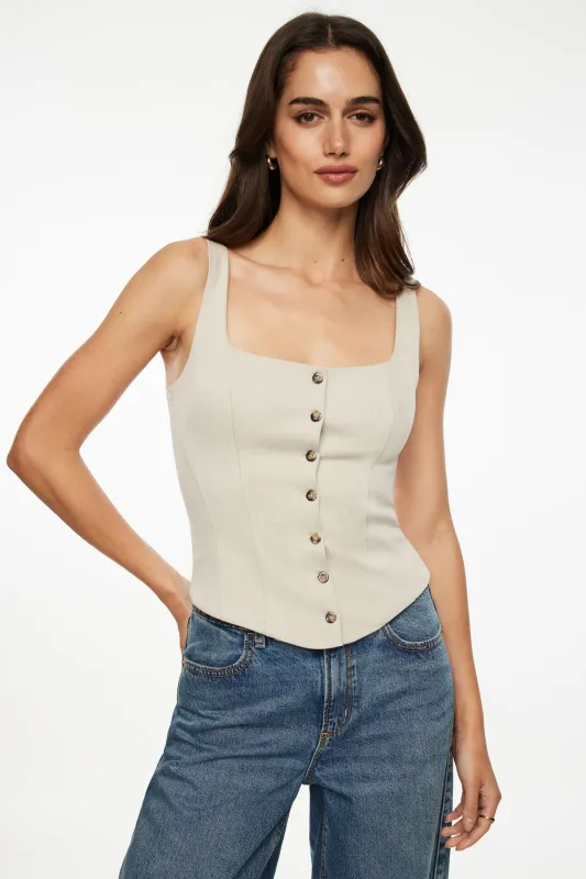 Structured Buttoned Vest sold by Dynamite