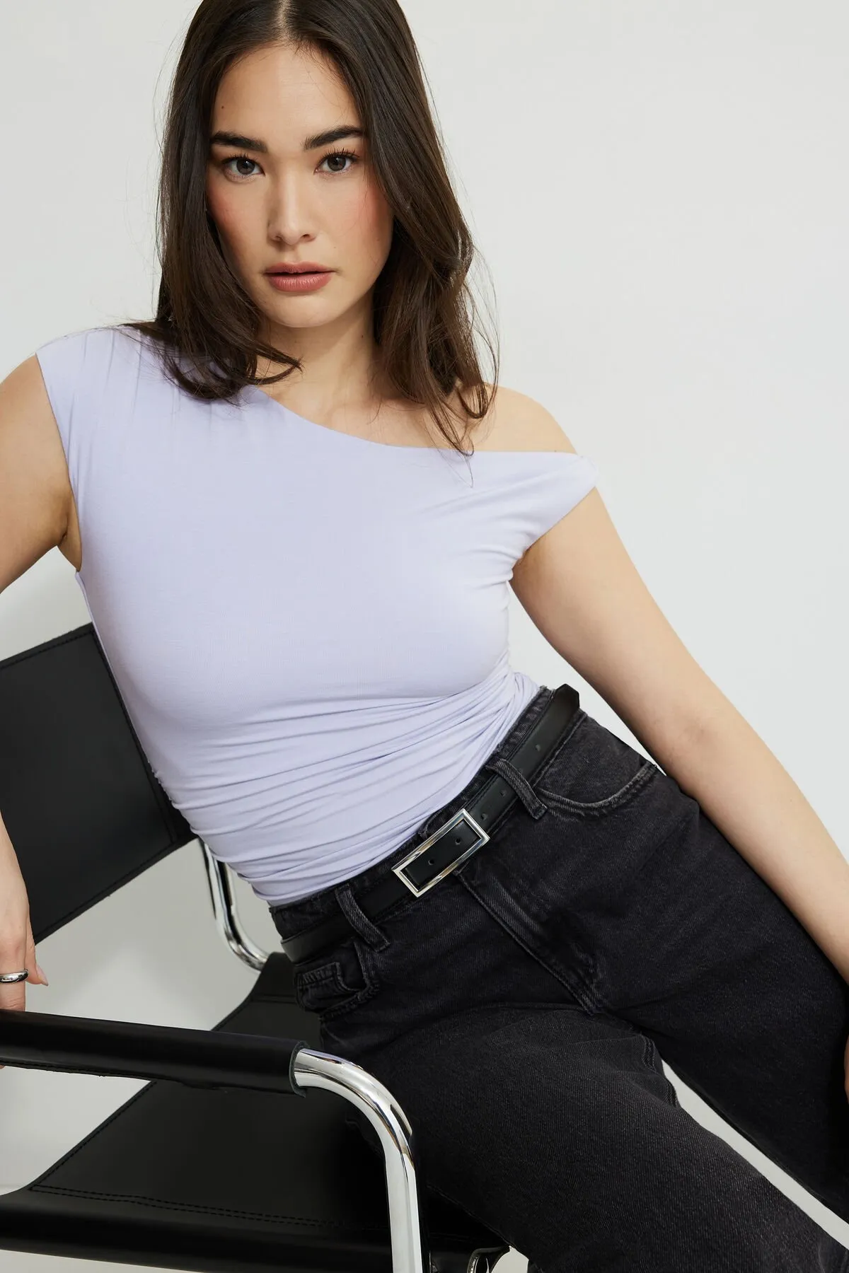 Square Slim Faux Leather Belt sold by Dynamite