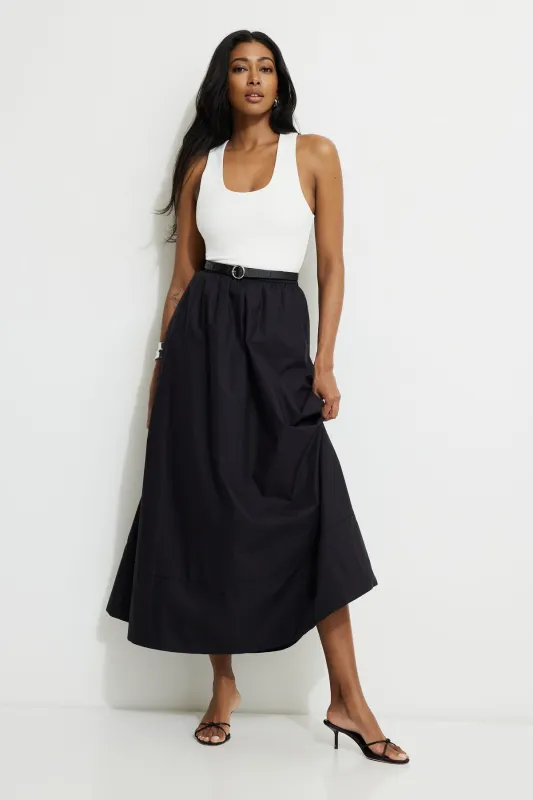Lily Voluminous Poplin Maxi Skirt sold by Dynamite