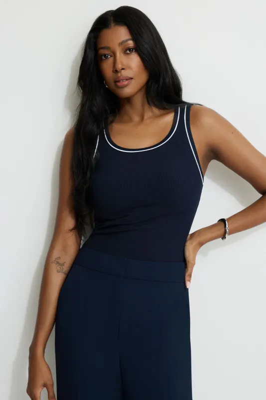 Ribbed Contrast Tank Top sold by Dynamite