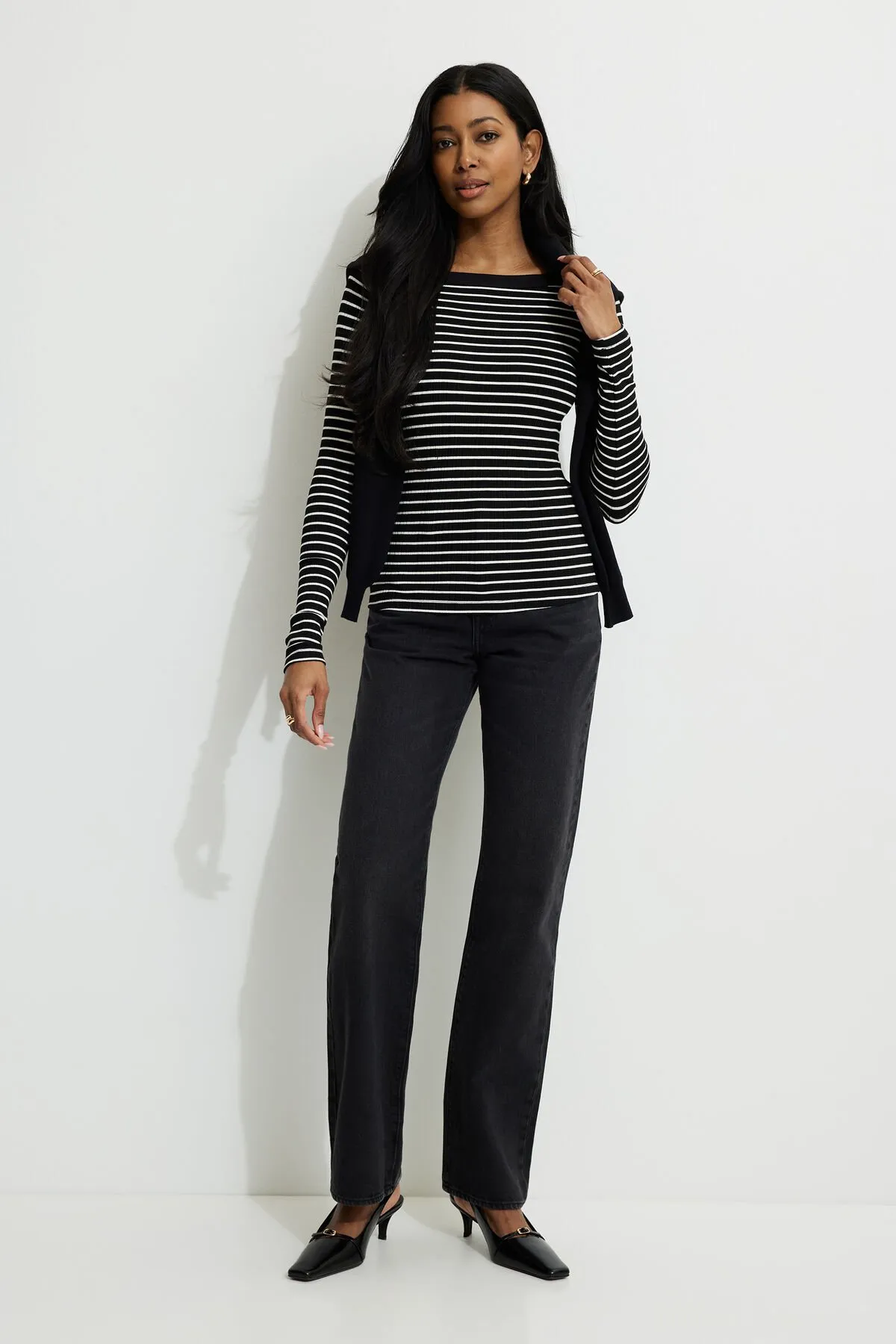 Ribbed Long Sleeve T Shirt sold by Dynamite product image thumbnail 2