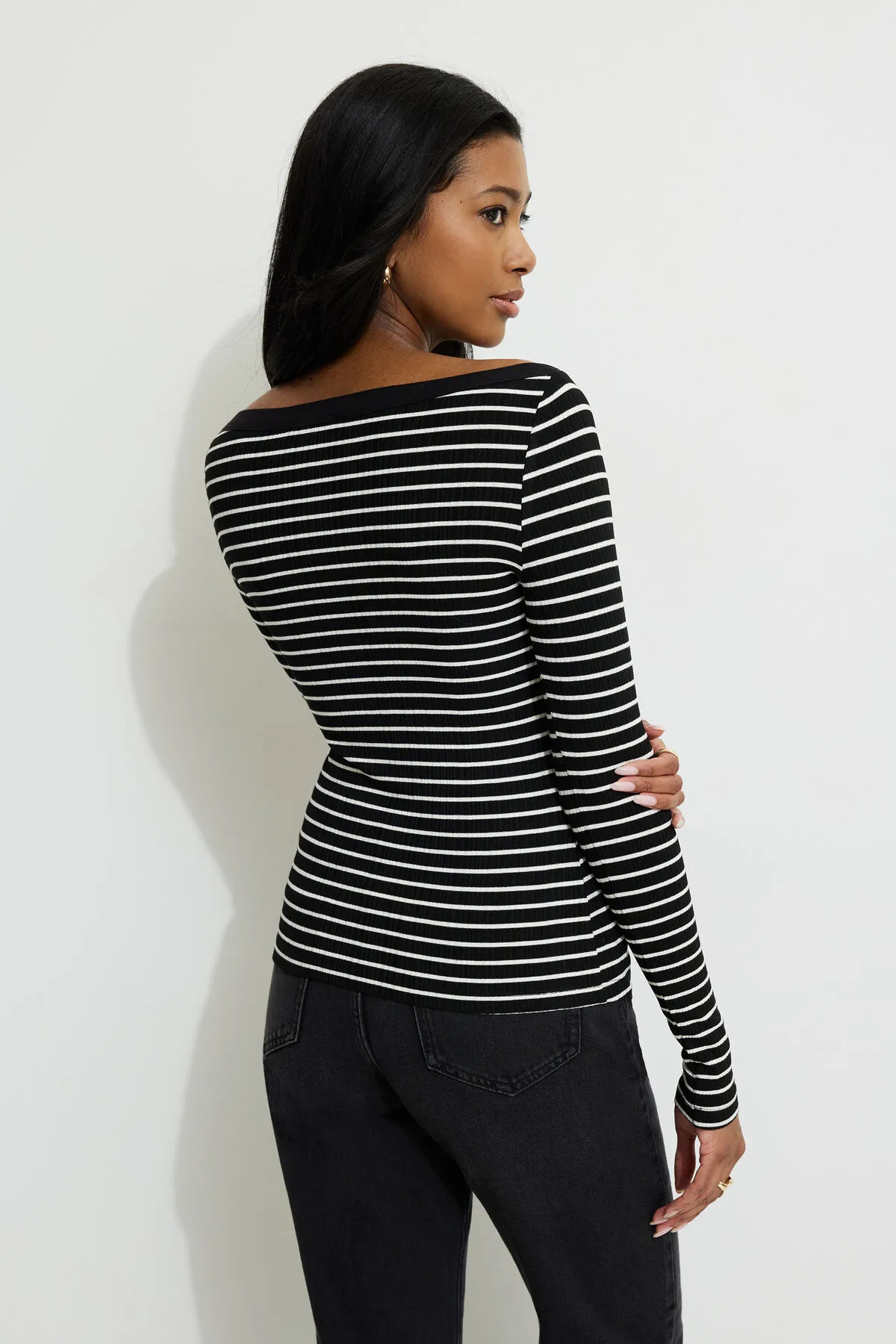 Ribbed Long Sleeve T Shirt sold by Dynamite product image thumbnail 5