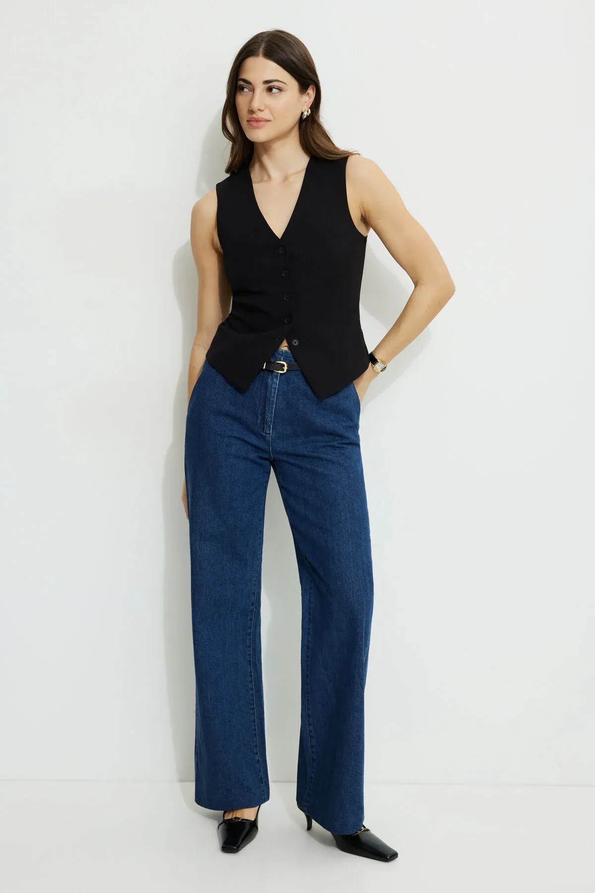 High Rise Wide Leg Trouser Jeans sold by Dynamite