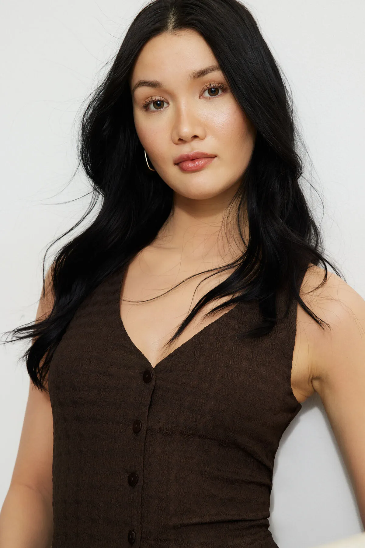 Textured V Neck Flyaway Vest sold by Dynamite product image thumbnail 2