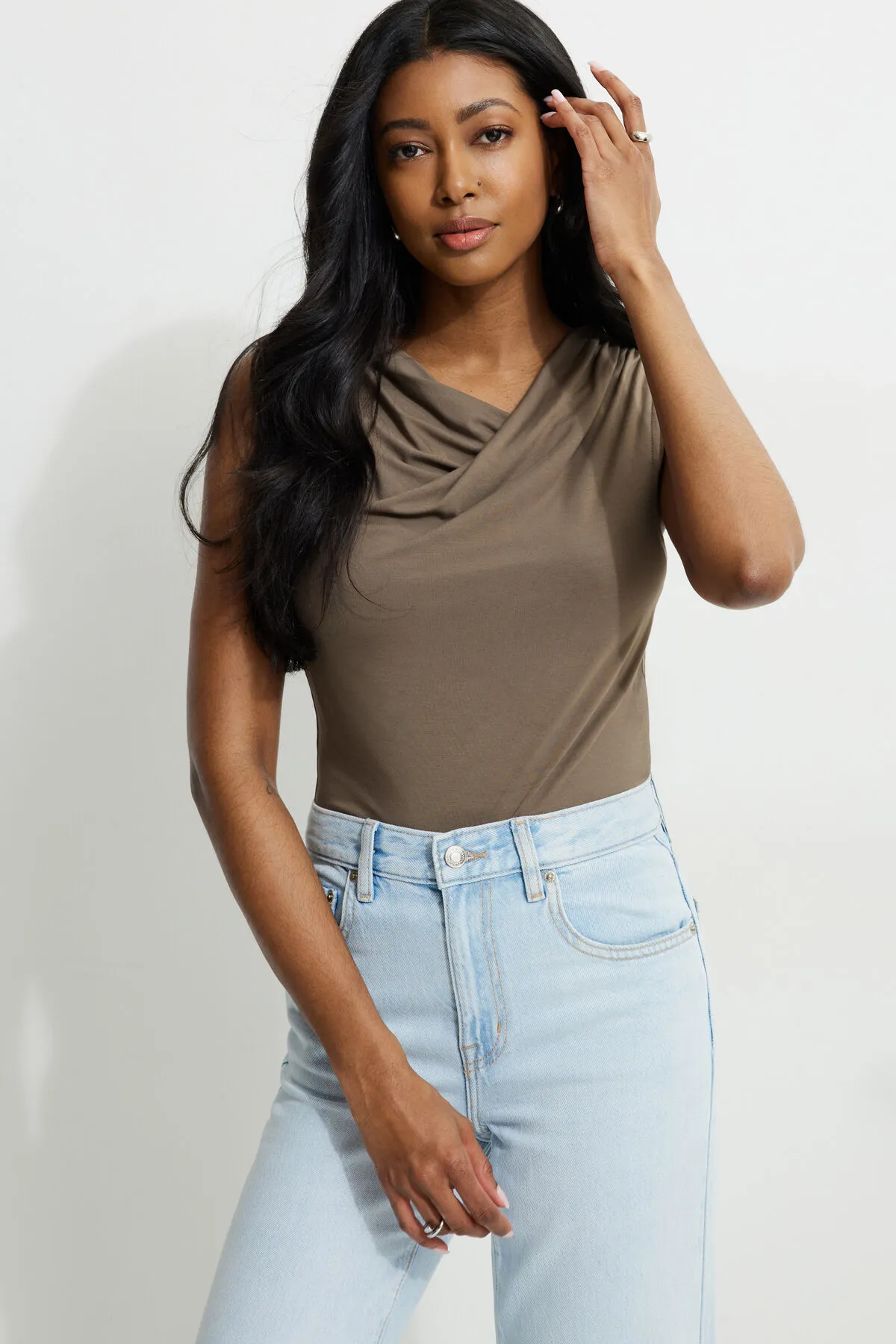 Draped Jersey Tank Top sold by Dynamite