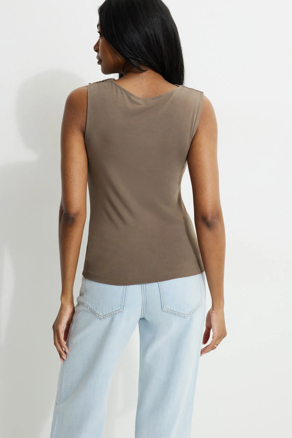 Draped Jersey Tank Top sold by Dynamite product image thumbnail 4
