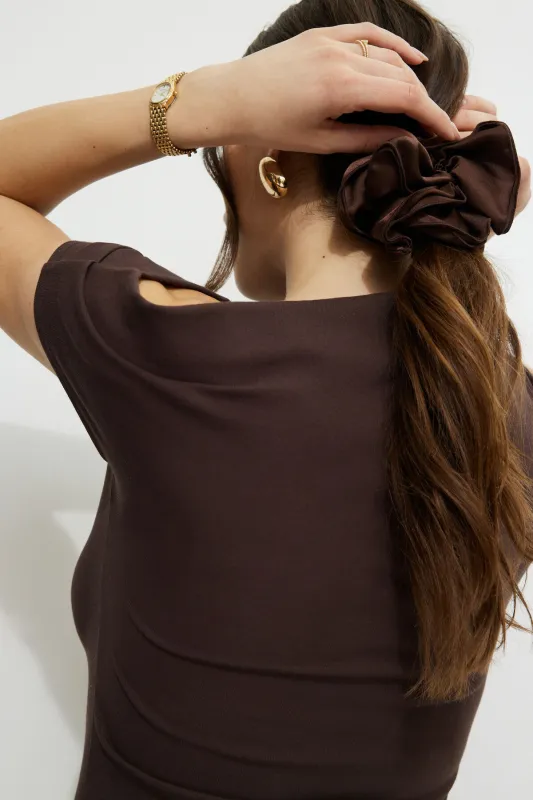 Layered Ruffle Satin Scrunchie sold by Dynamite
