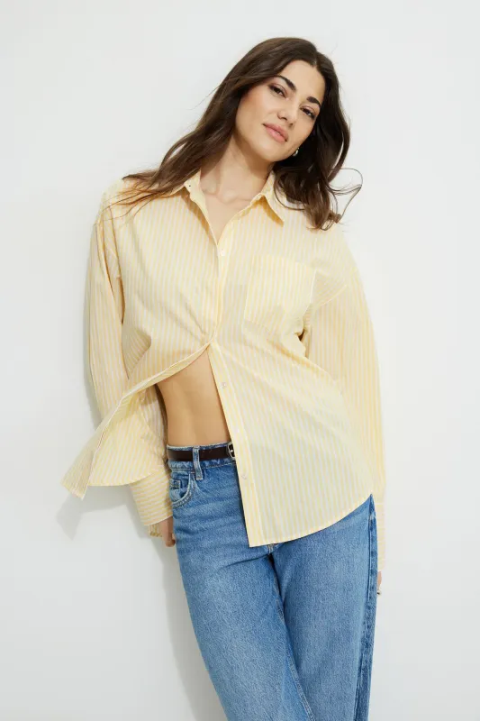 Monroe Striped Oversized Poplin Shirt sold by Dynamite