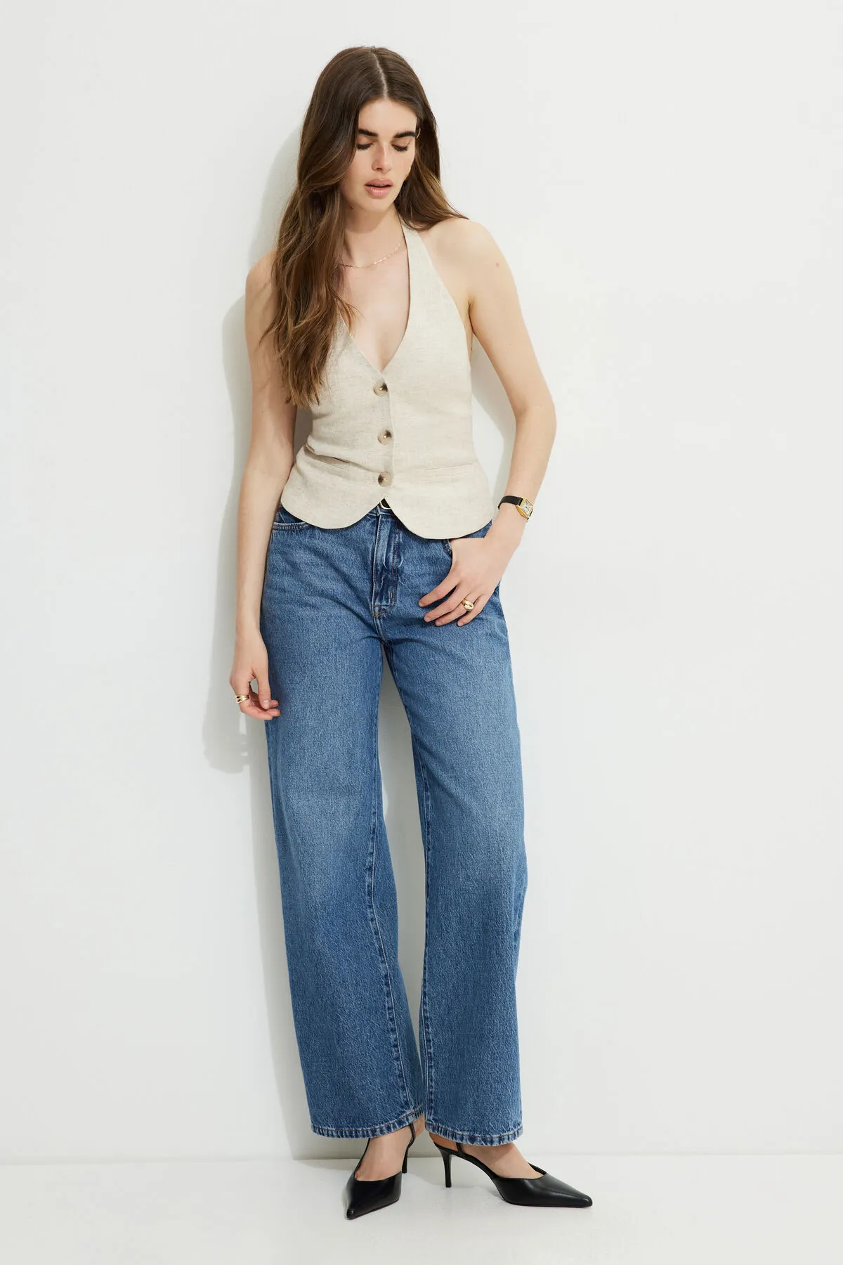 Linen Halter Vest sold by Dynamite product image thumbnail 3