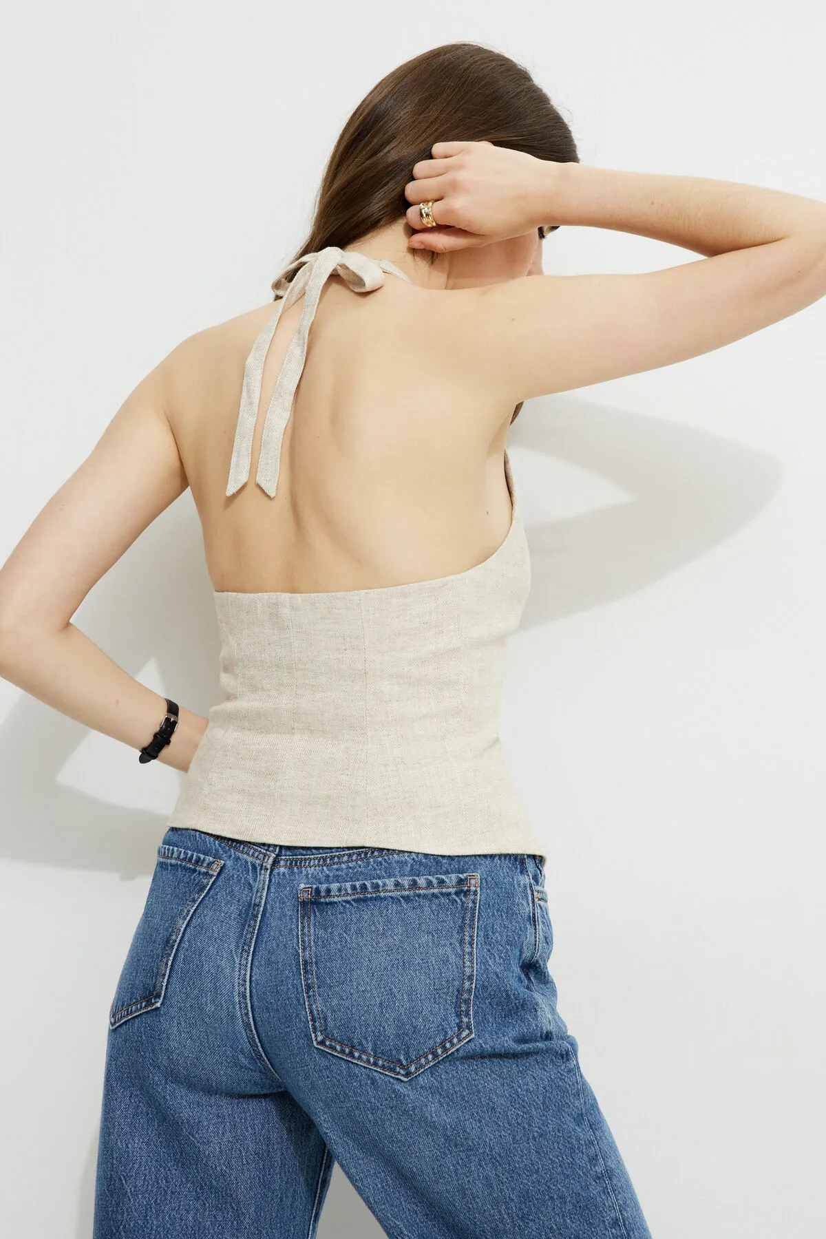 Linen Halter Vest sold by Dynamite product image thumbnail 4