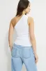 Beaded Drawstring Single Shoulder Jersey Top sold by Dynamite