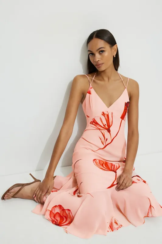 Asymmetric Ruffle Midi Dress sold by Dynamite