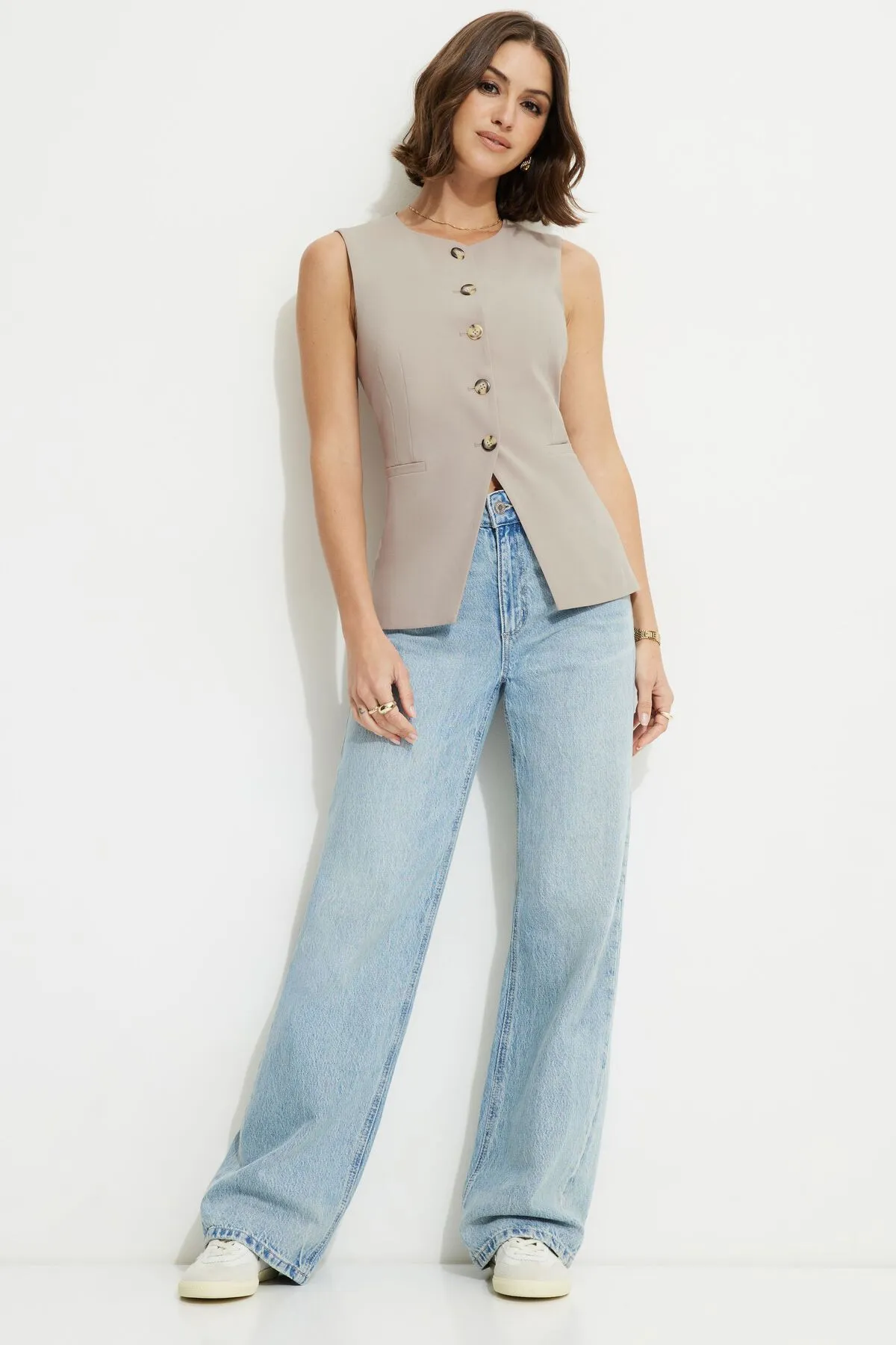 Emery Round Neck Flyaway Vest sold by Dynamite product image thumbnail 2