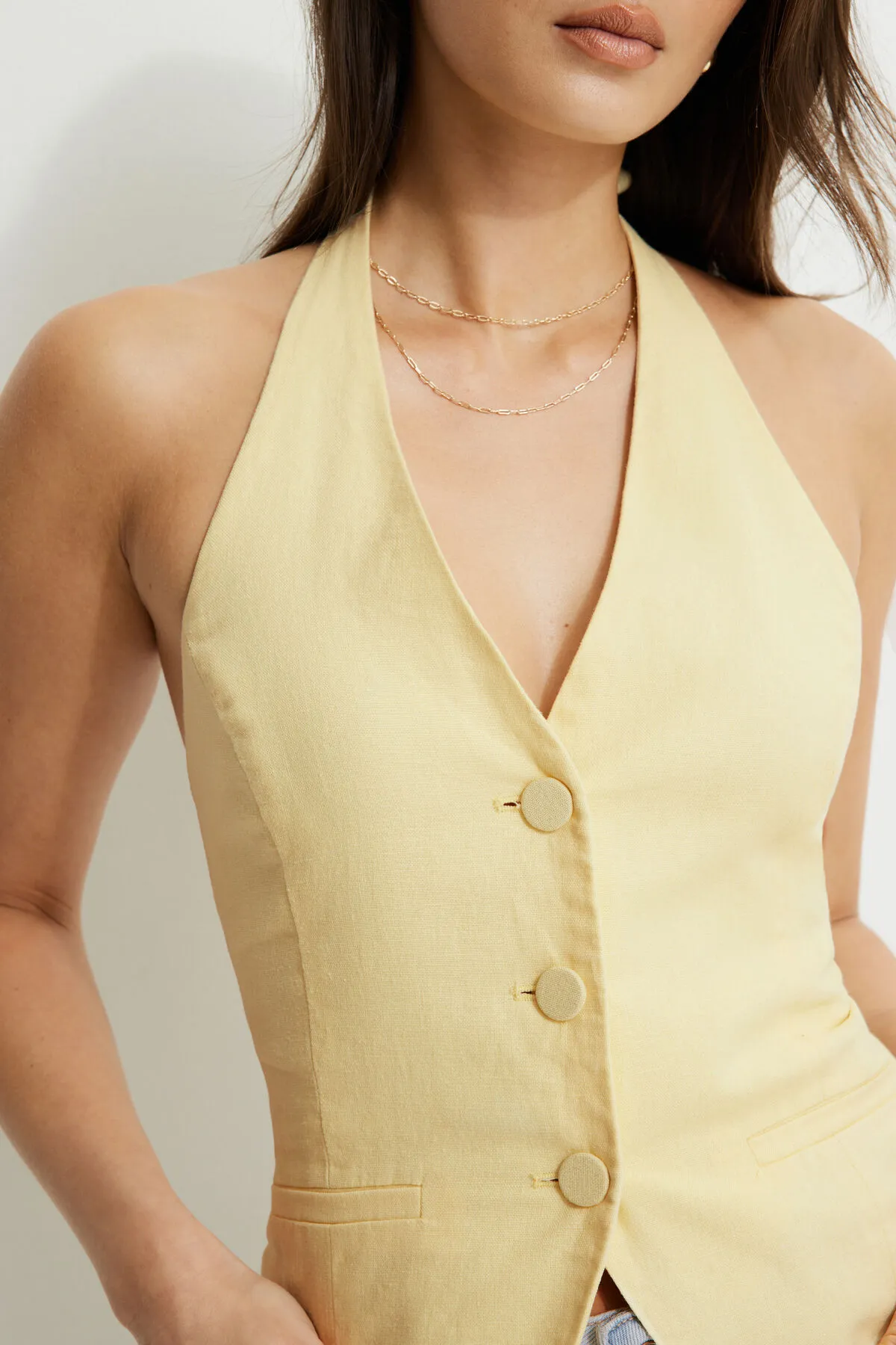 Linen Halter Vest sold by Dynamite product image thumbnail 3