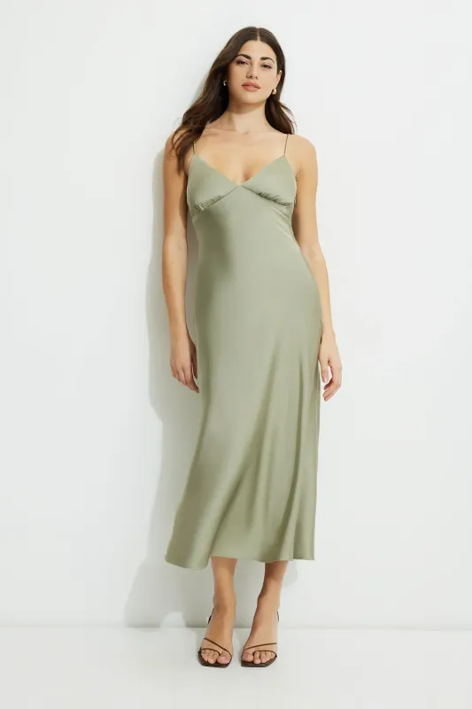 Sage Empire Bust Maxi Slip Dress sold by Dynamite