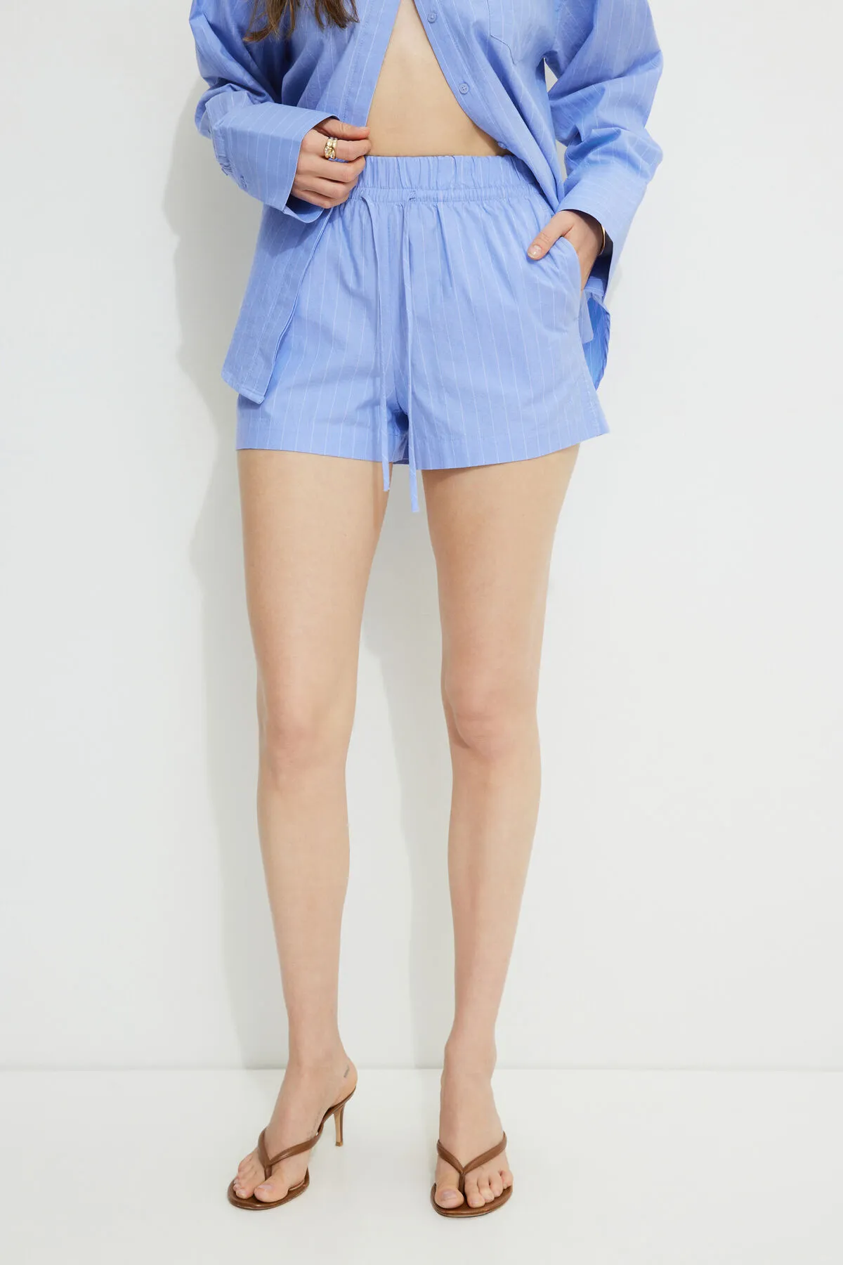 Striped Oxford Drawstring Shorts sold by Dynamite product image thumbnail 3