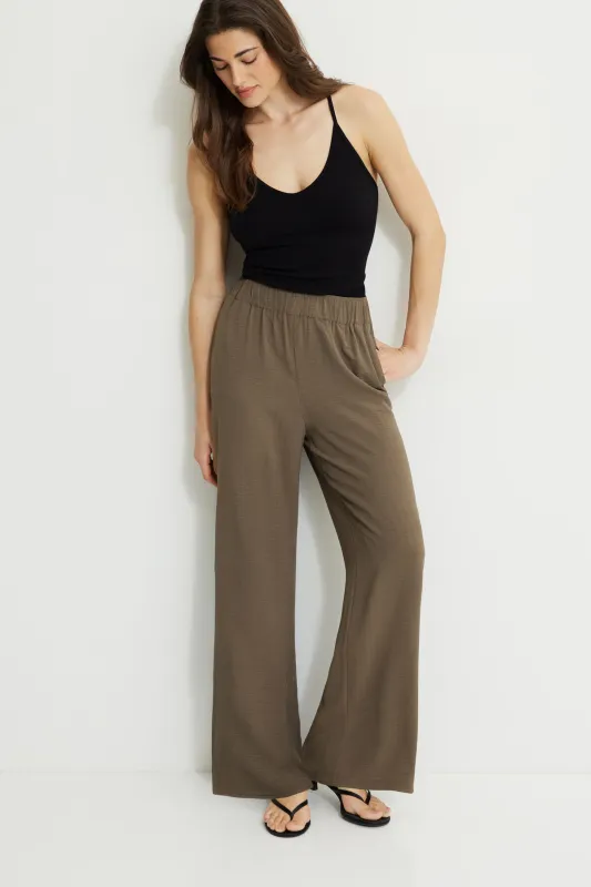 Pinstripe Wide Leg Pull On Pants sold by Dynamite