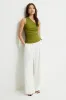 Beaded Drawstring Single Shoulder Jersey Top sold by Dynamite