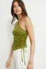 Beaded Drawstring Single Shoulder Jersey Top sold by Dynamite