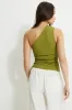 Beaded Drawstring Single Shoulder Jersey Top sold by Dynamite