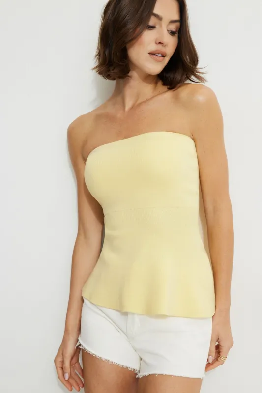 Ava Peplum Knit Tube Top sold by Dynamite