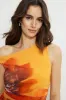Printed Single Shoulder Mesh Top sold by Dynamite