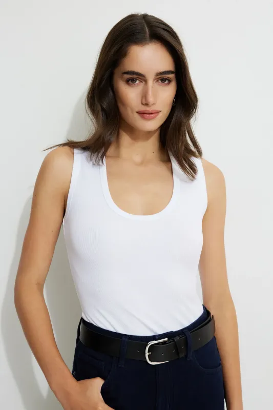 Hallie Ribbed Scoop Tank Top sold by Dynamite