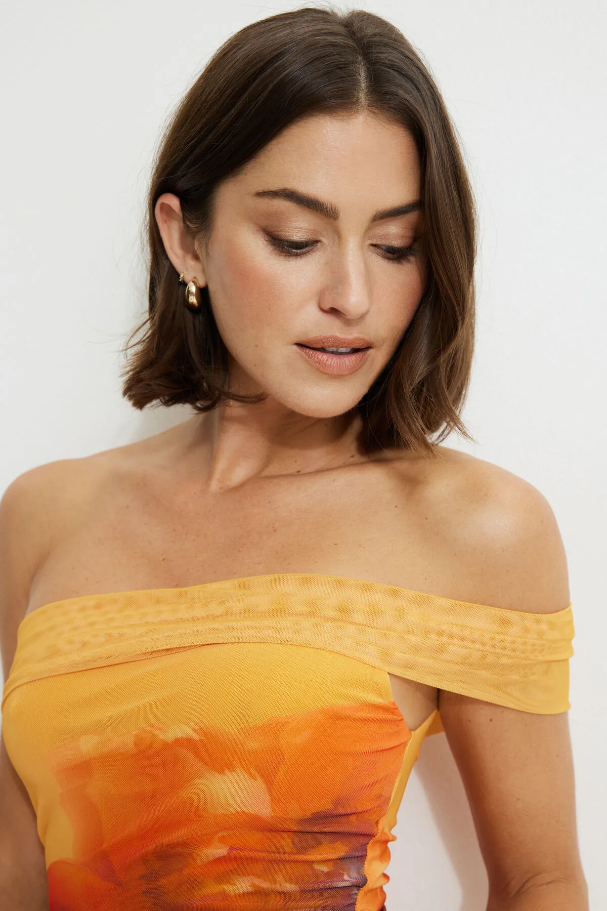 Off Shoulder Mesh Mini Dress sold by Dynamite product image thumbnail 3