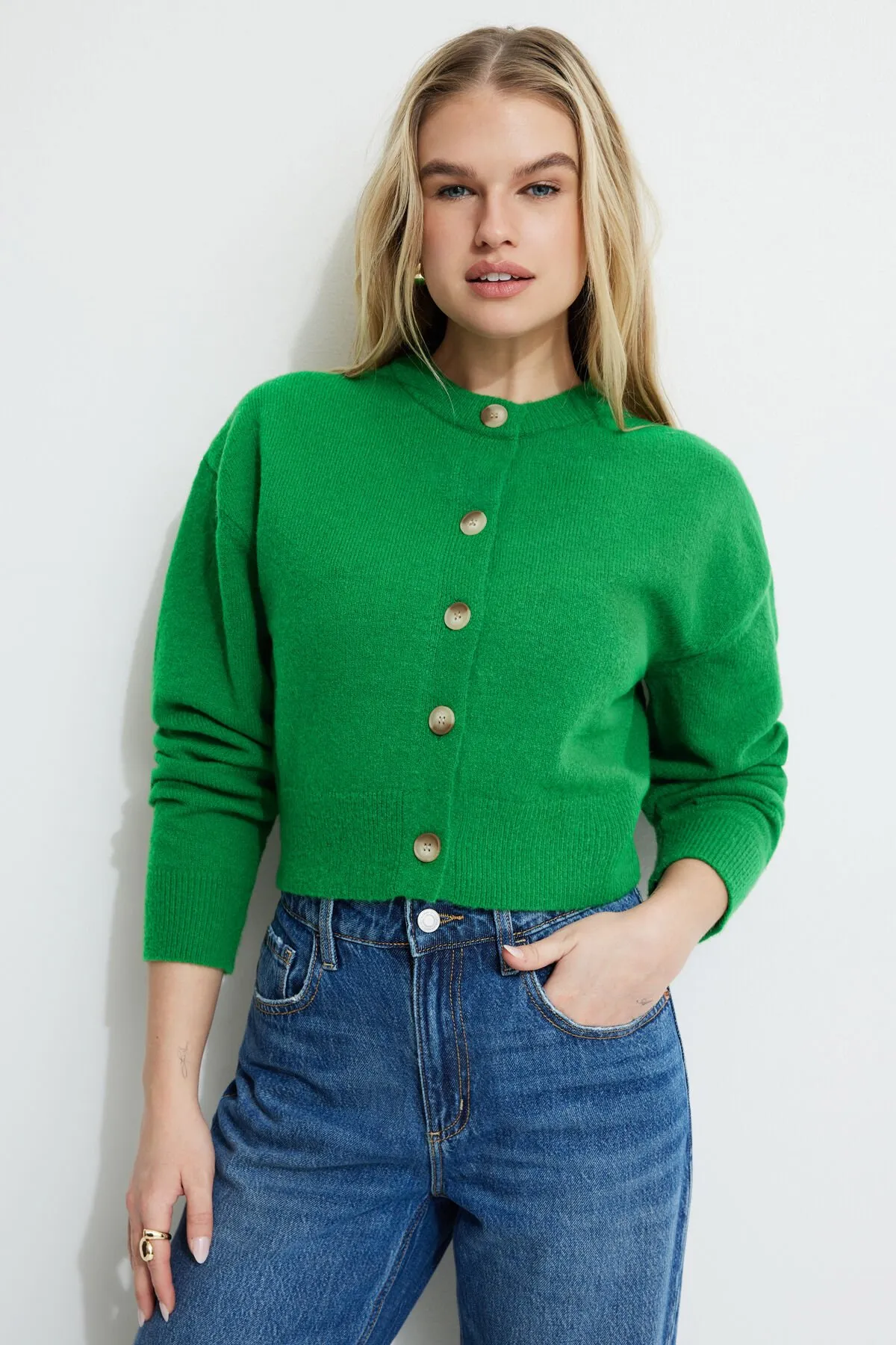 Heavenlyarn™ Catherine Crewneck Cardigan sold by Dynamite