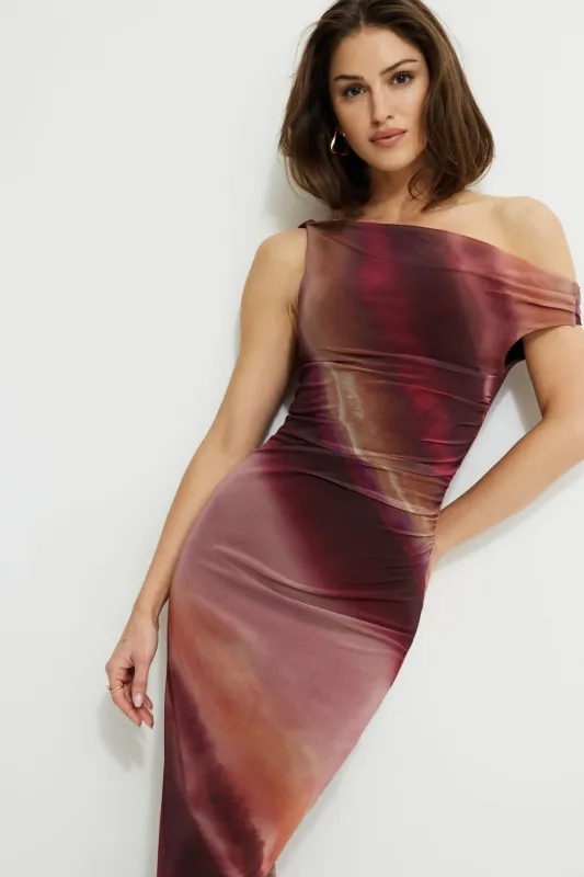 Single Shoulder Mesh Maxi Dress sold by Dynamite