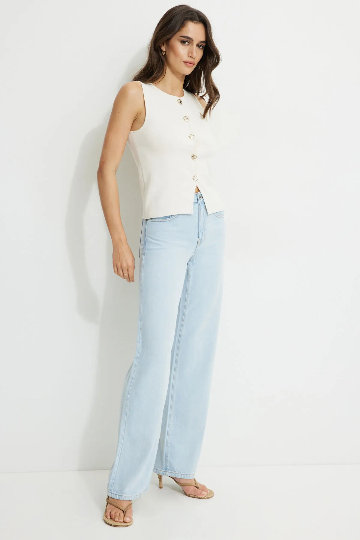 Vera Crewneck Button Up Sweater Vest sold by Dynamite product image thumbnail 2