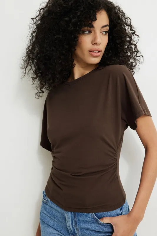 Andrea Shirred Jersey T Shirt sold by Dynamite