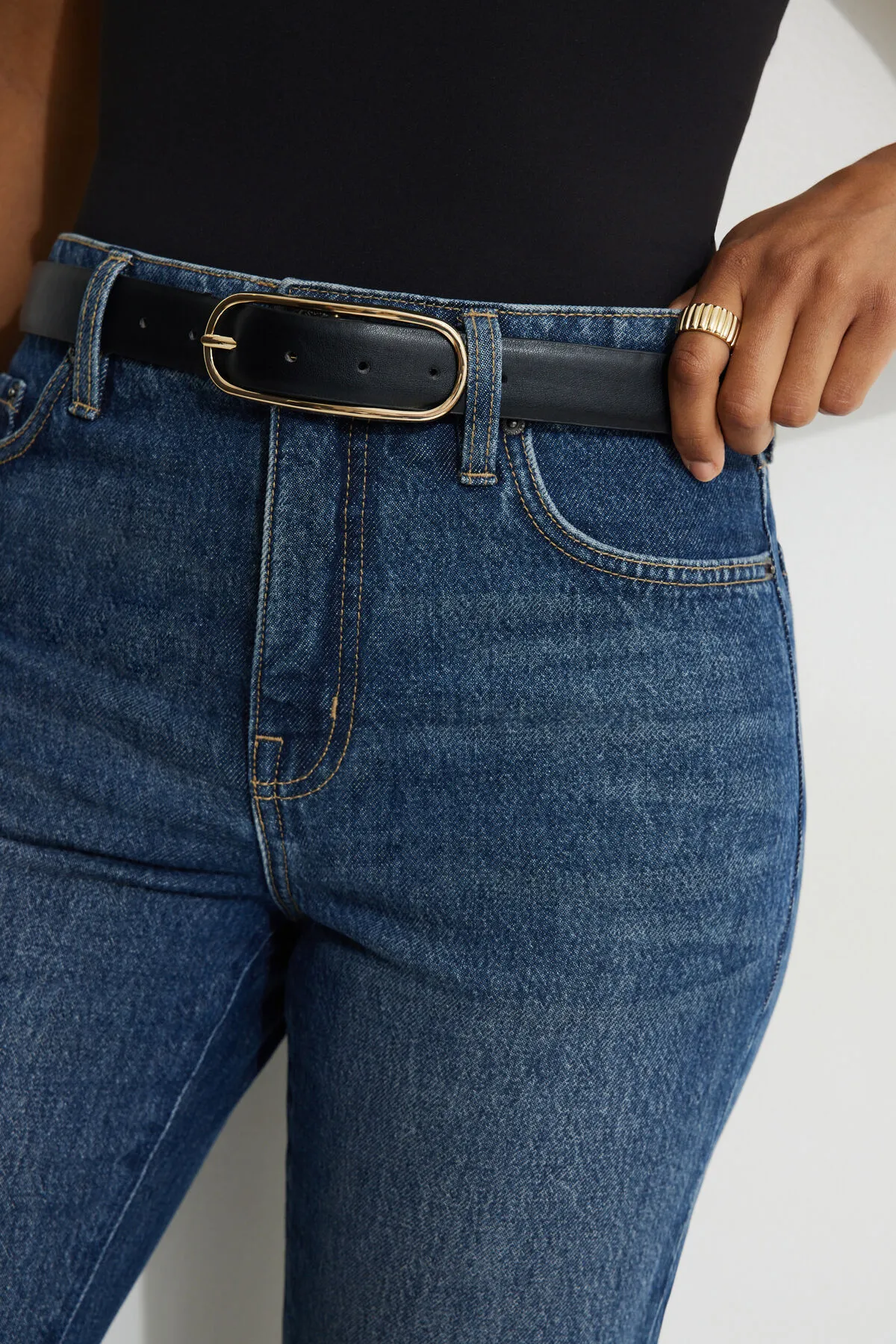 Oval Slim Faux Leather Belt sold by Dynamite product image thumbnail 2