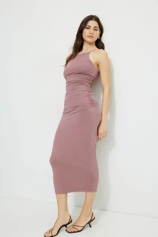 Ines Ruched Jersey Maxi Dress sold by Dynamite