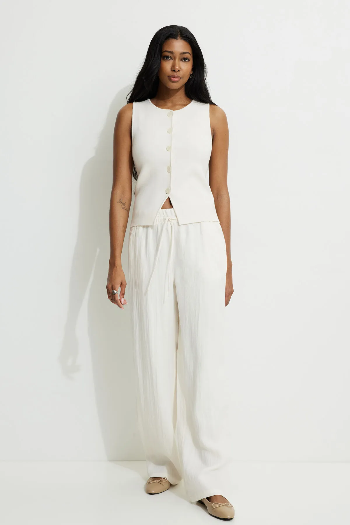 Vera Crewneck Button Up Sweater Vest sold by Dynamite product image thumbnail 2