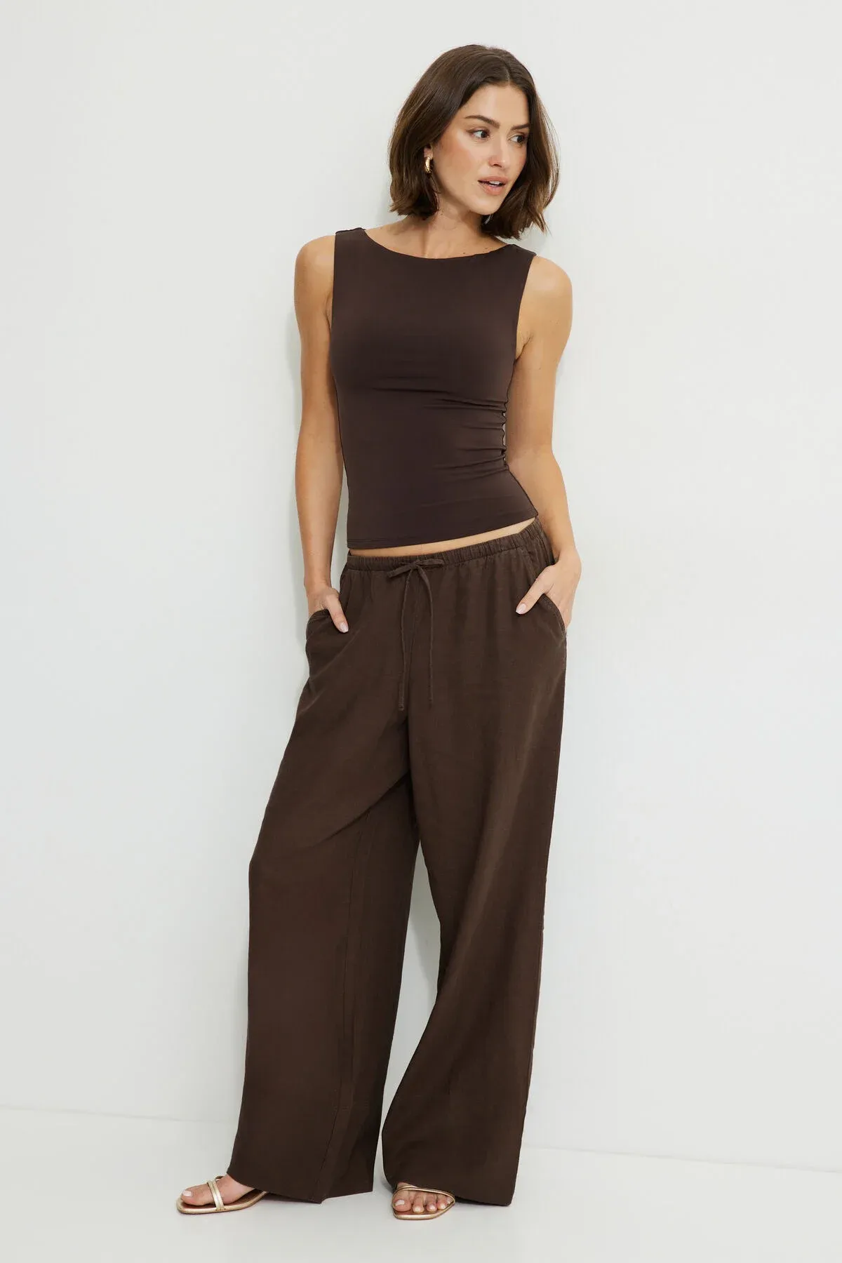 Leo Wide Leg Linen Pants sold by Dynamite
