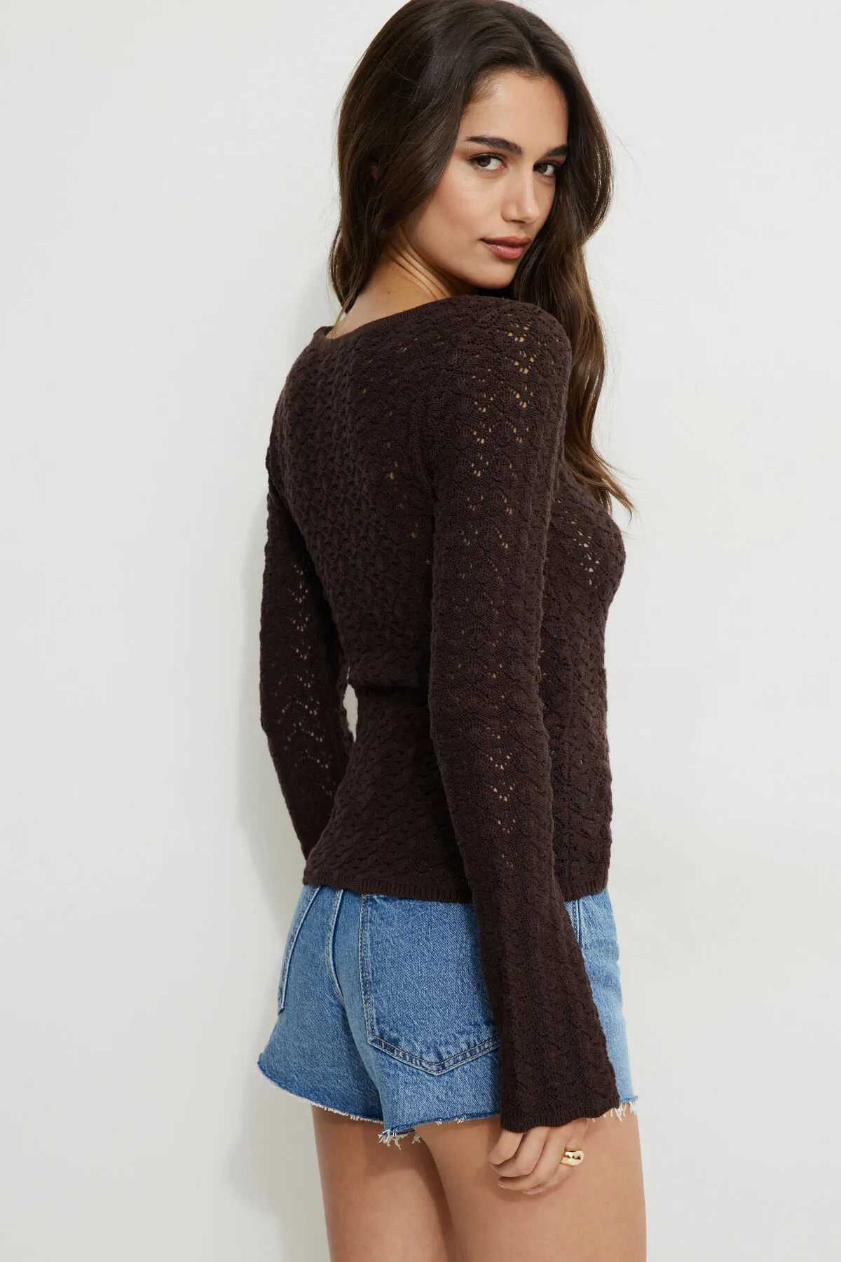 Crocheted V Neck Cardigan sold by Dynamite product image thumbnail 5