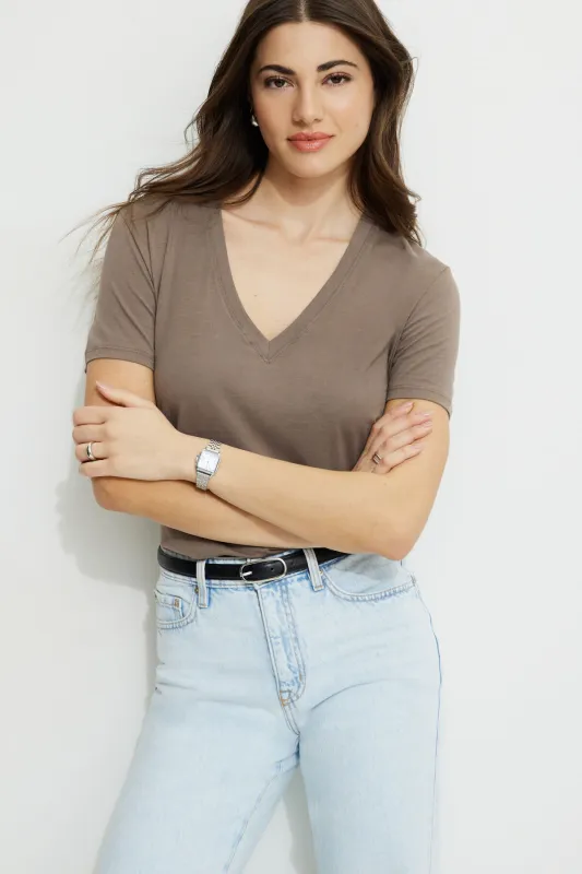 Essential V Neck Cotton T Shirt sold by Dynamite