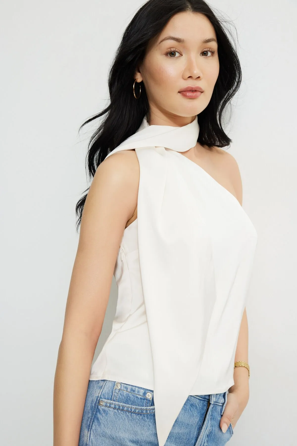 Neck Scarf Satin Top sold by Dynamite product image thumbnail 3