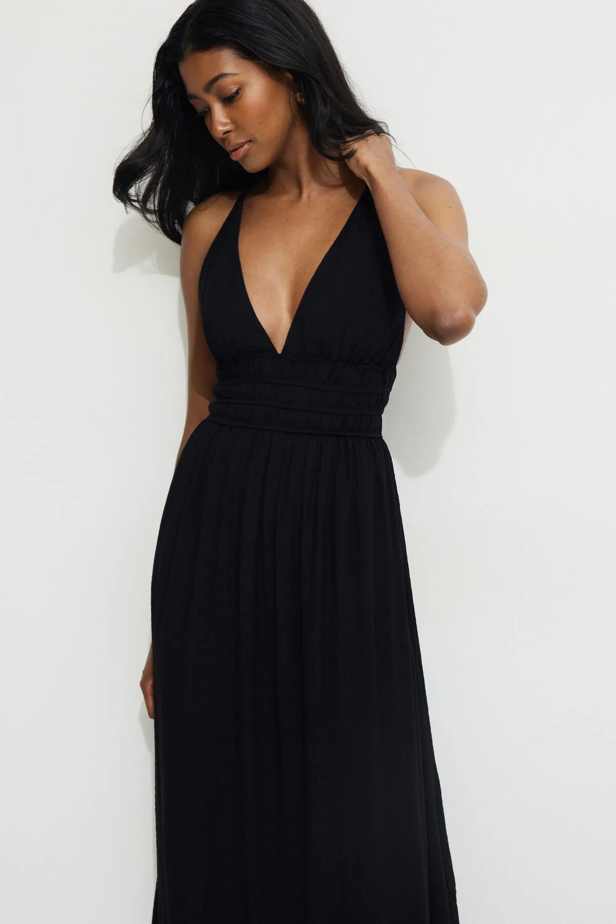 Crinkled Plunge Maxi Dress sold by Dynamite product image thumbnail 2