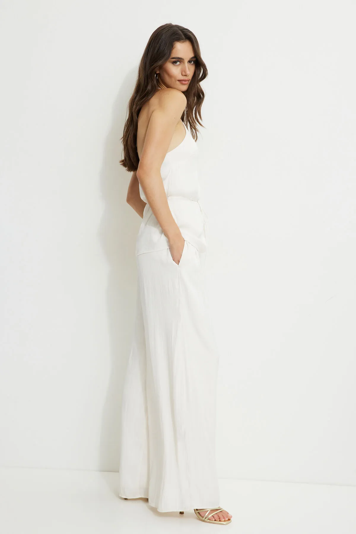 Crinkle Satin Wide Leg Pants sold by Dynamite product image thumbnail 4