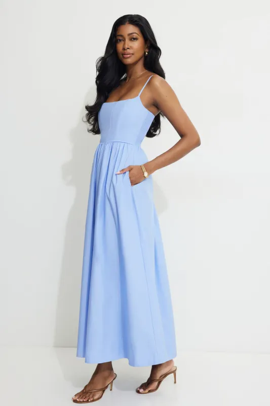 Bustier Poplin Maxi Dress sold by Dynamite